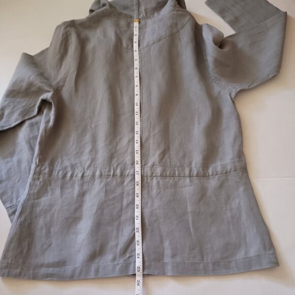 Women’s St Tropez West Gray Linen Medium Length Coat Jacket Size M - Picture 10 of 11